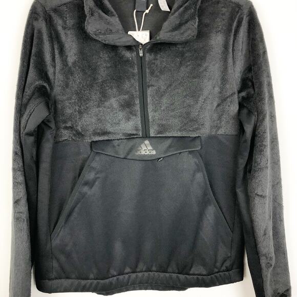 Adidas Women's Fleece Half-Zip Tennis Warmup Sweatshirt Small Black Pullover NWT - Picture 2 of 8
